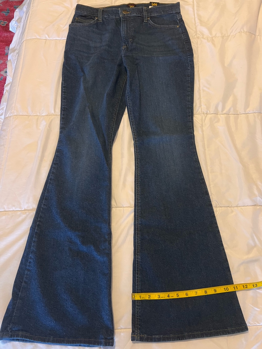 Lee Womens Classic Dark Blue Denim Flare Jeans size 12 Long 32”x 34” NWT